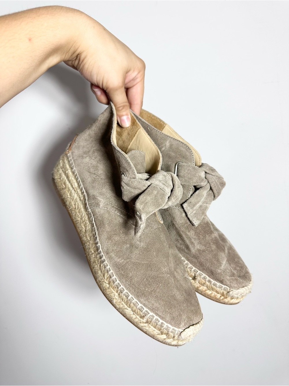 Rag & Bone Taupe Suede Platform Wedge Espadrilles